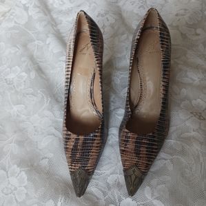 J.vincent Heels 8M snake print leather Pointed metal Accents